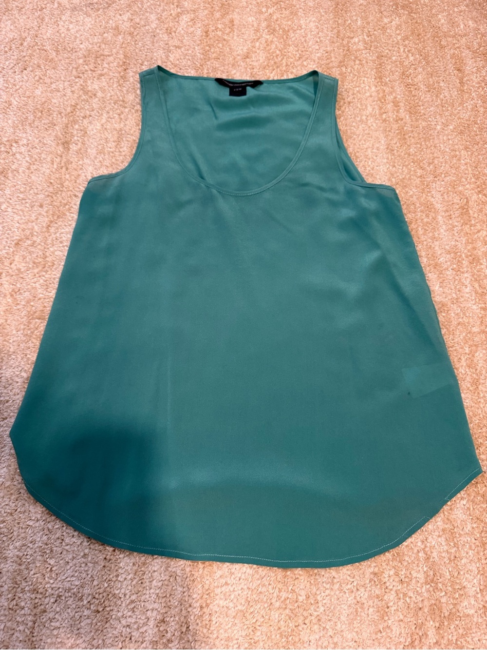 French Connection Teal 100% Silk Scoop Neck Sleeveless Camisole
